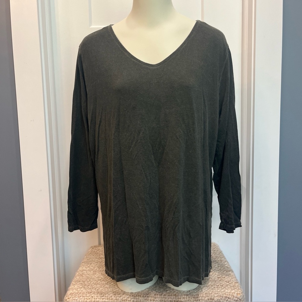 Dantelle Women’s Long Sleeve Top Side Slit Pullover Shirt Size 1X XL Green - Picture 1 of 9